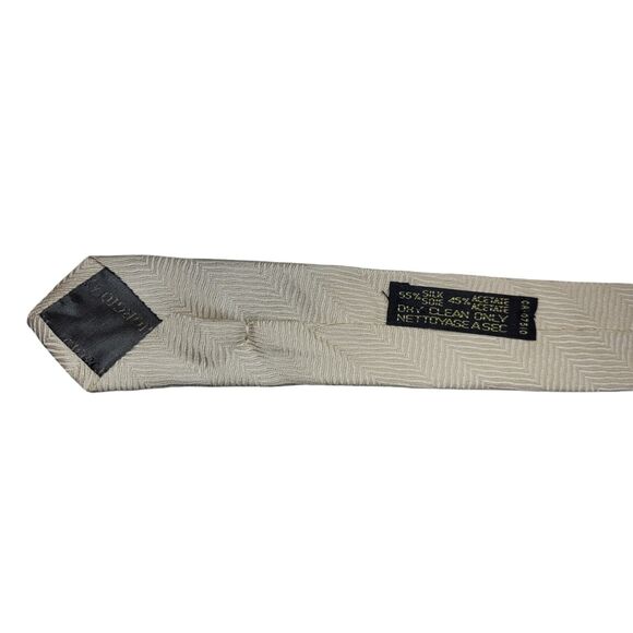 Giorgio Armani Cravatte Beige Woven Neck Tie Silk‎ Blend 56 X 3.75 Vtg Short - Picture 8 of 9